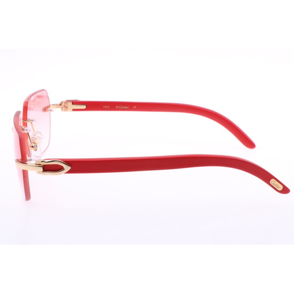 Cartier 8300818 Red Wood Sunglasses In Gold Gradient Pink - EUR FASHION