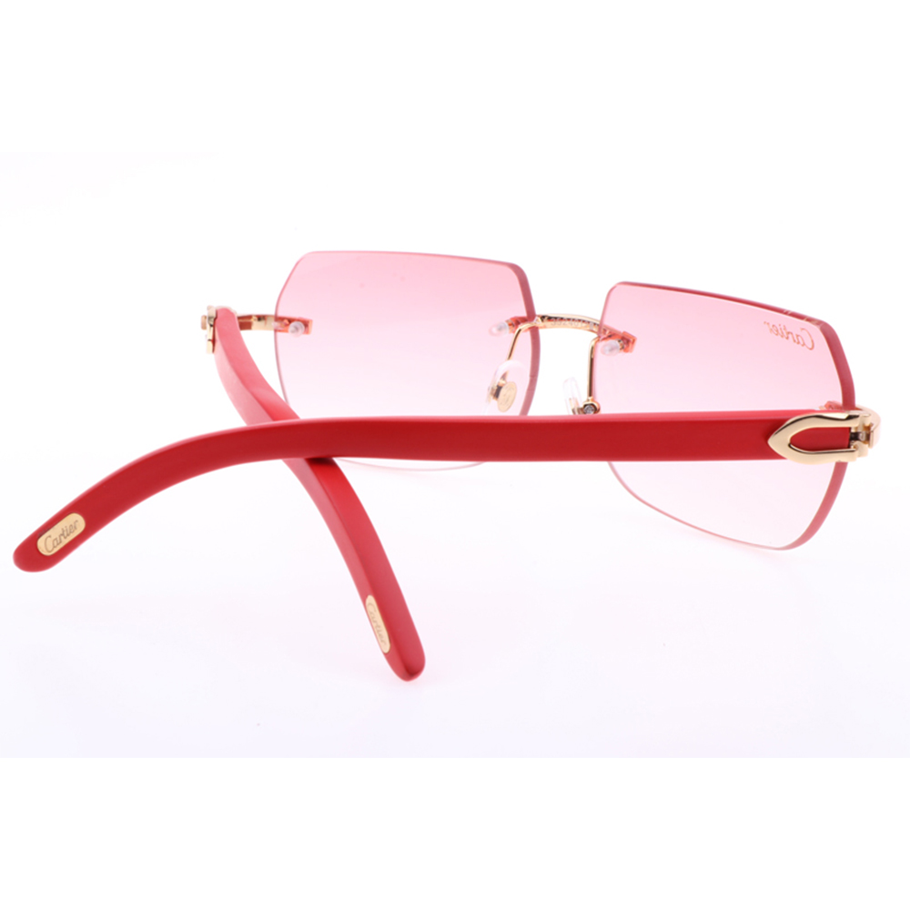 Cartier 8300818 Red Wood Sunglasses In Gold Gradient Pink - EUR FASHION