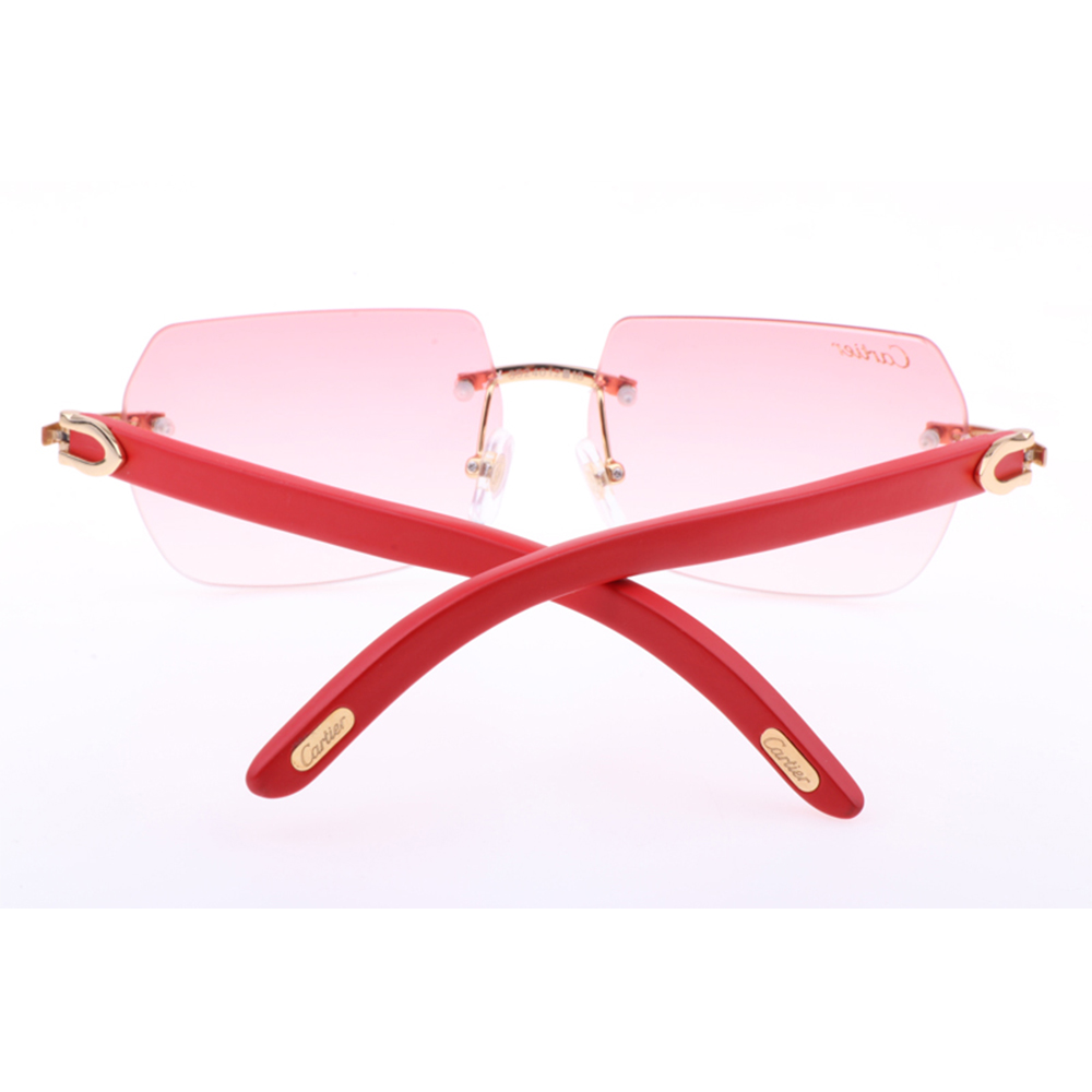 Cartier 8300818 Red Wood Sunglasses In Gold Gradient Pink - EUR FASHION