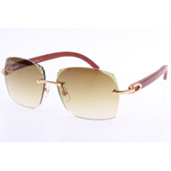 Cartier  8300818 Engrave Lens Wood Sunglasses In Gold Brown - EUR FASHION