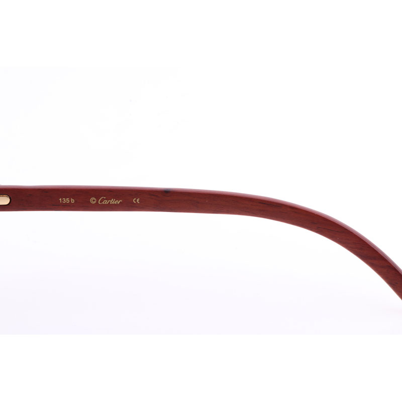 Cartier  8300818 Engrave Lens Wood Sunglasses In Gold Brown - EUR FASHION