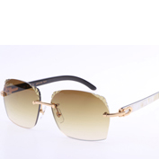 Cartier 8300818 Engrave Lens White Mix Black Buffalo Sunglasses In Gold Brown - EUR FASHION