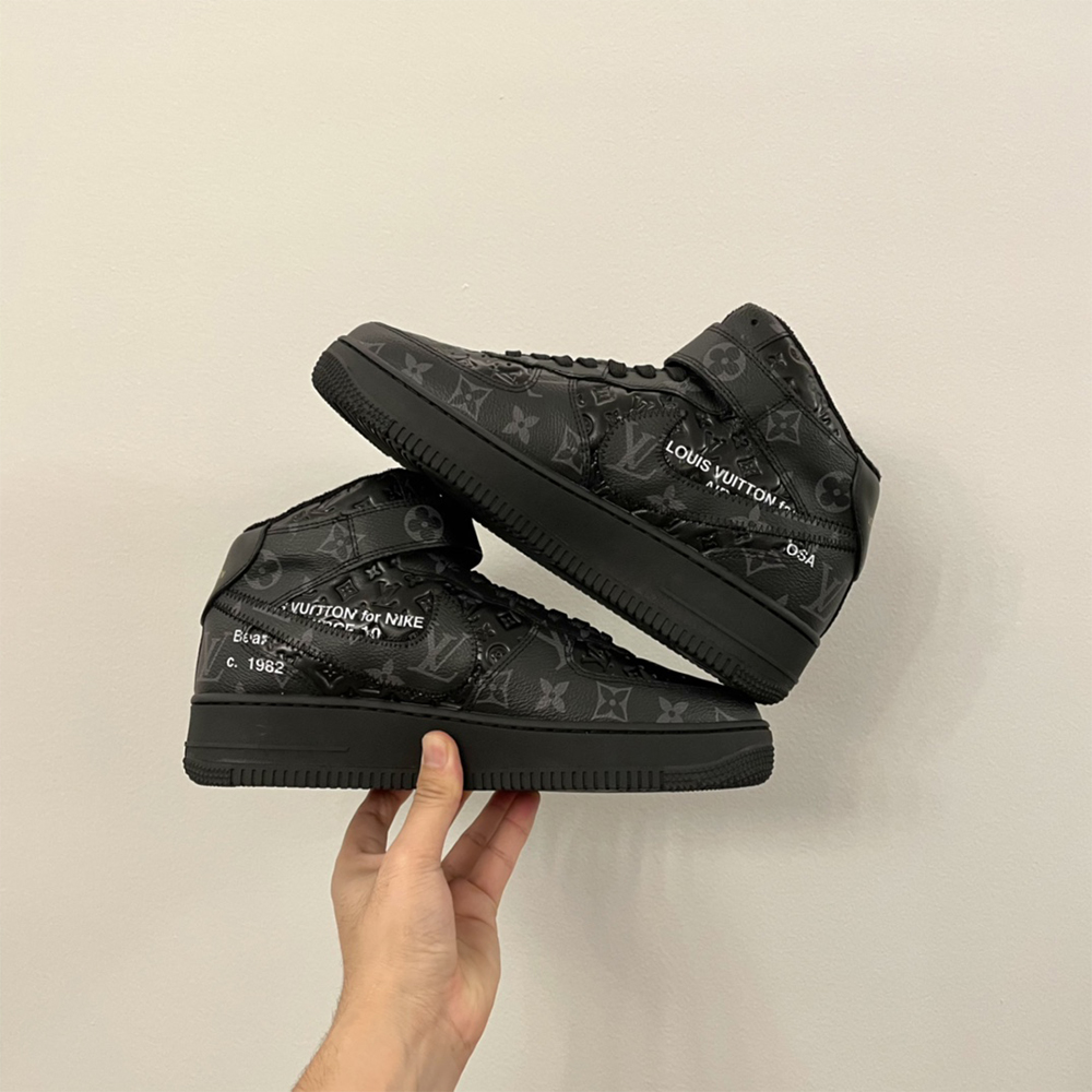 Louis Vuitton X Nike Air Force 1 Mid-Top Sneaker In All Black - EUR FASHION