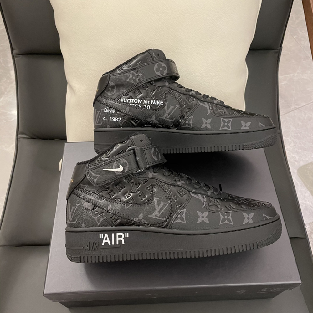 Louis Vuitton X Nike Air Force 1 Mid-Top Sneaker In All Black - EUR FASHION