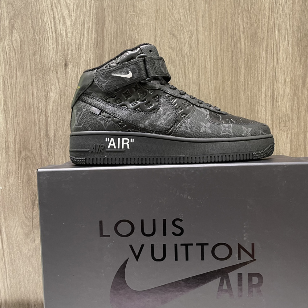 Louis Vuitton X Nike Air Force 1 Mid-Top Sneaker In All Black - EUR FASHION