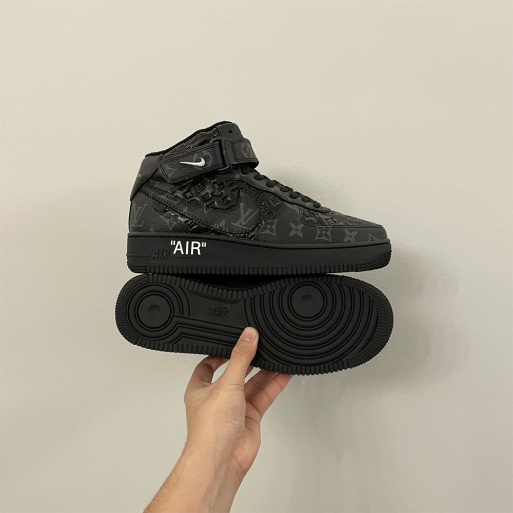 Louis Vuitton X Nike Air Force 1 Mid-Top Sneaker In All Black - EUR FASHION