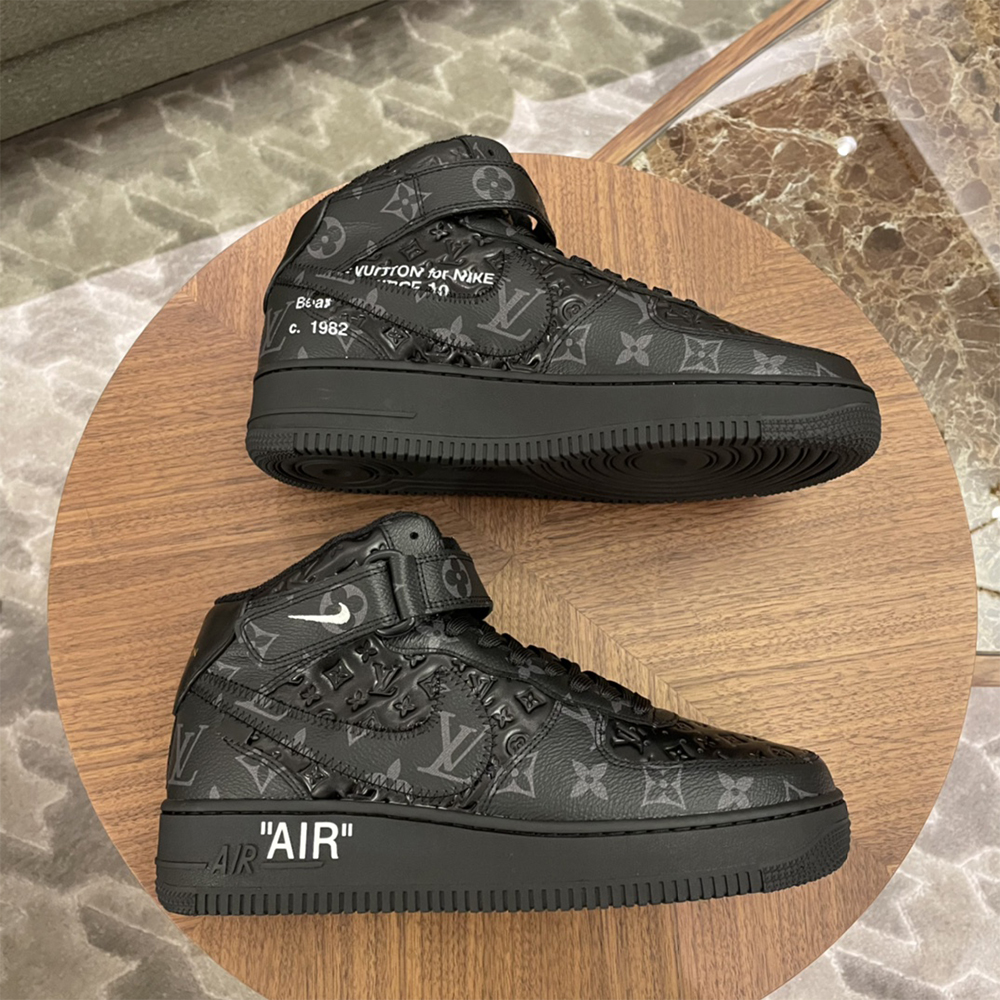 Louis Vuitton X Nike Air Force 1 Mid-Top Sneaker In All Black - EUR FASHION