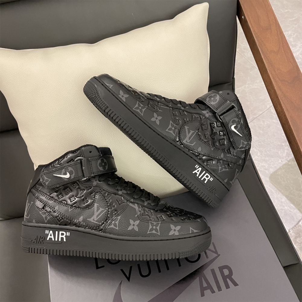 Louis Vuitton X Nike Air Force 1 Mid-Top Sneaker In All Black - EUR FASHION