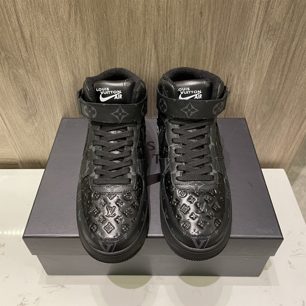 Louis Vuitton X Nike Air Force 1 Mid-Top Sneaker In All Black - EUR FASHION