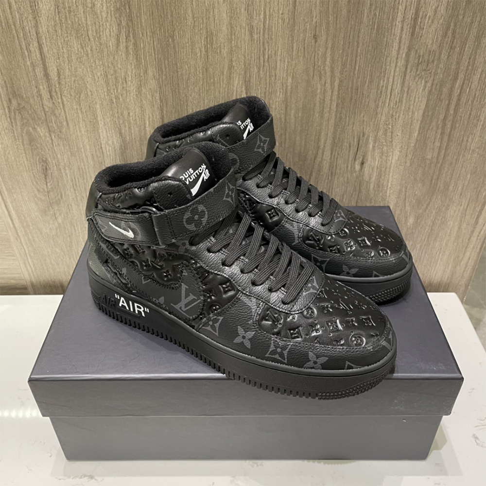 Louis Vuitton X Nike Air Force 1 Mid-Top Sneaker In All Black - EUR FASHION