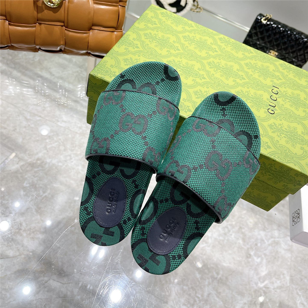 Gucci  Green GG Logo Slides - EUR FASHION