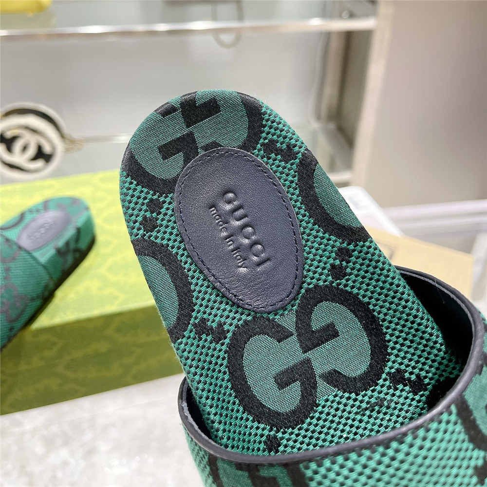 Gucci  Green GG Logo Slides - EUR FASHION