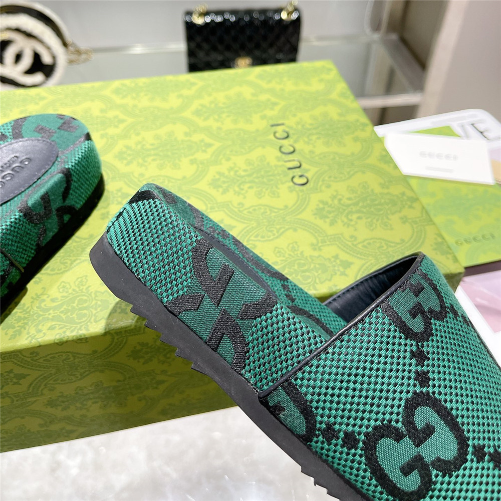 Gucci  Green GG Logo Slides - EUR FASHION