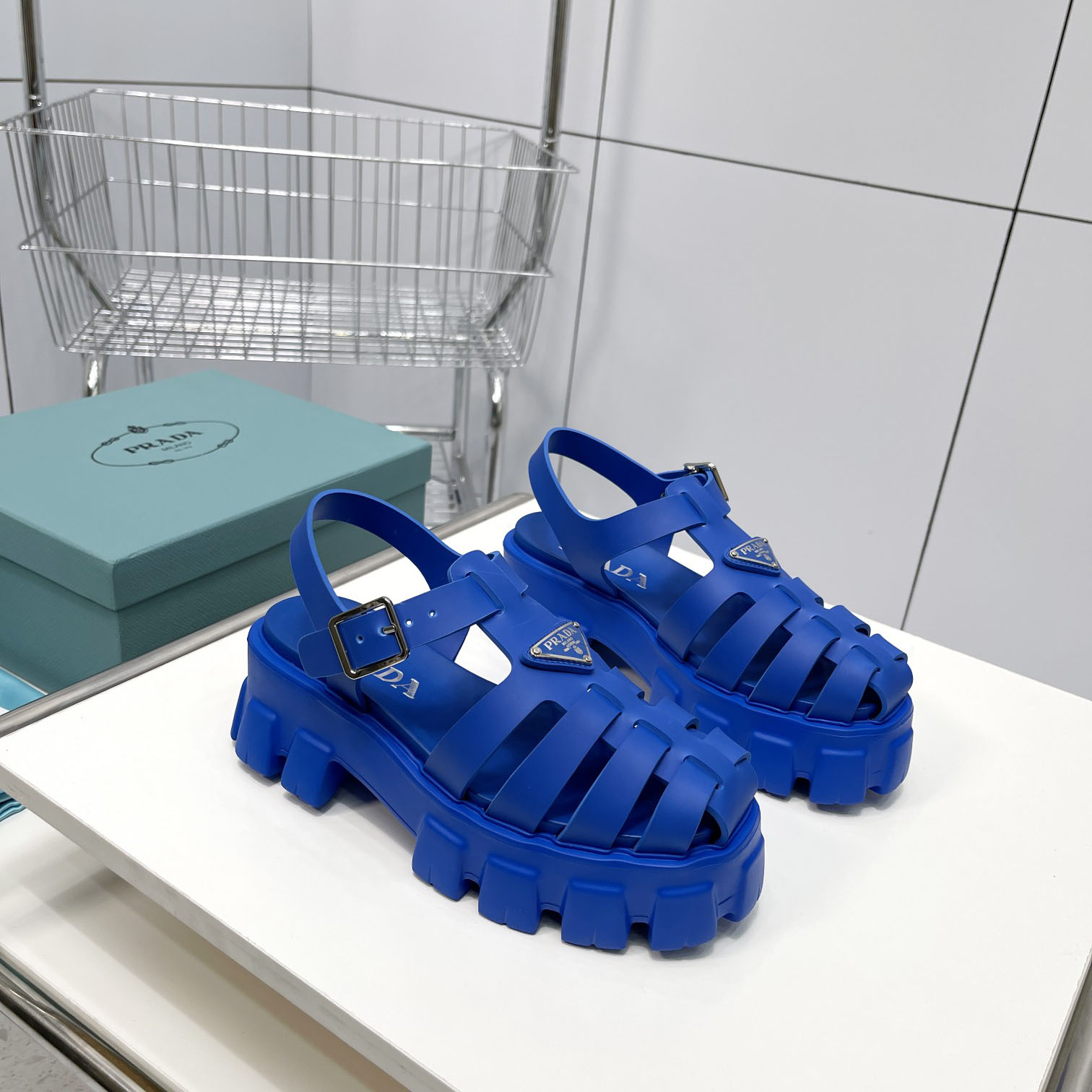 Prada Foam Rubber Sandals In Blue - EUR FASHION