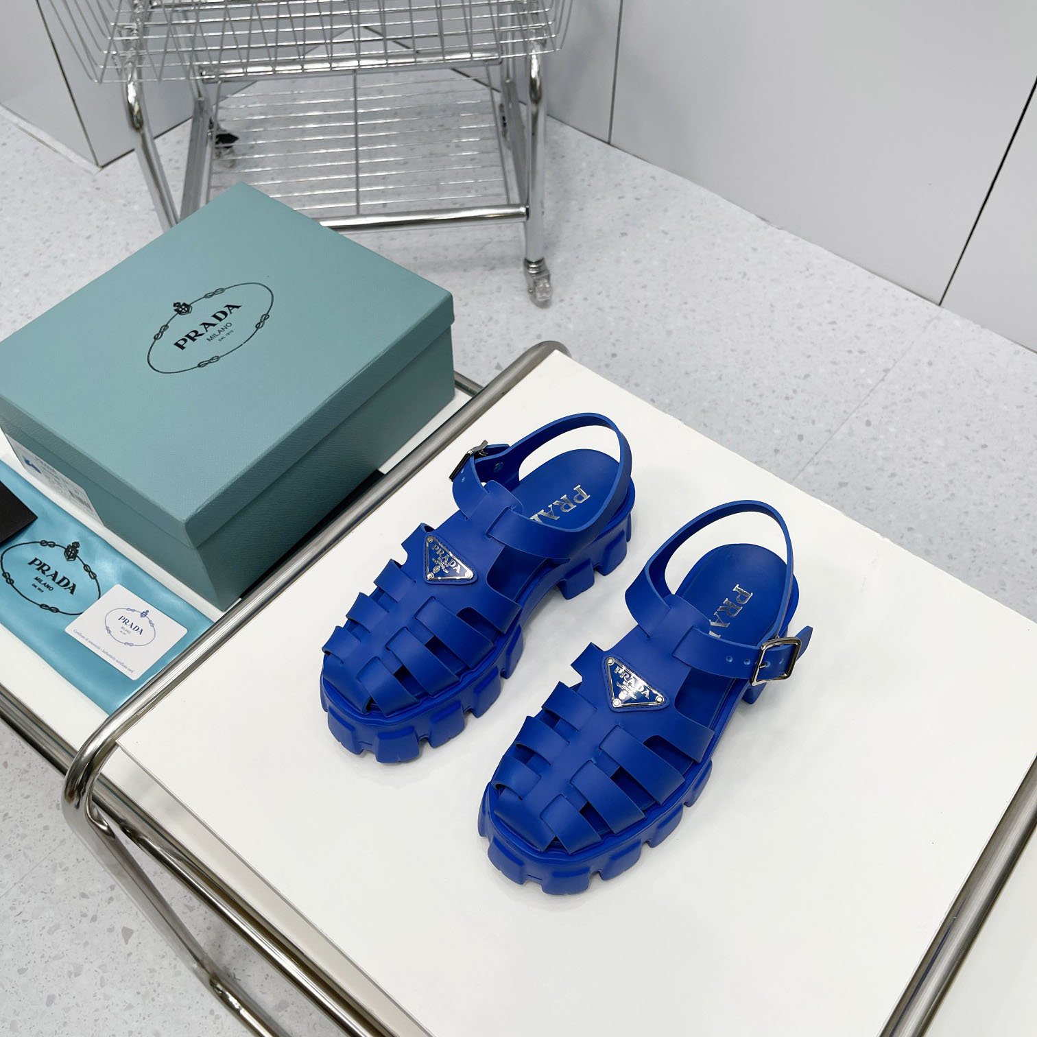 Prada Foam Rubber Sandals In Blue - EUR FASHION