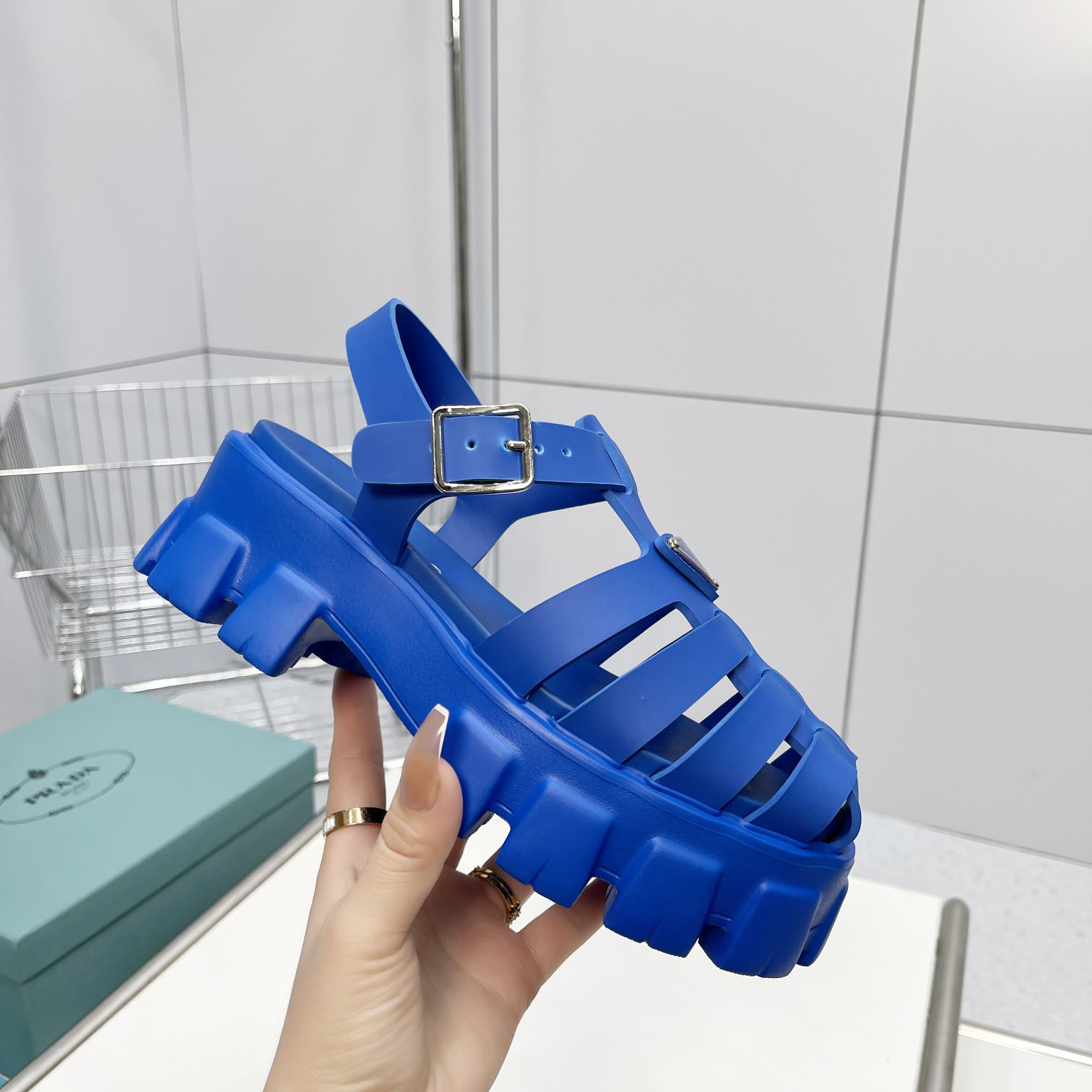 Prada Foam Rubber Sandals In Blue - EUR FASHION