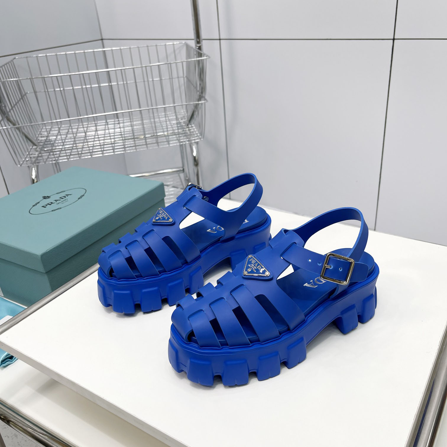 Prada Foam Rubber Sandals In Blue - EUR FASHION