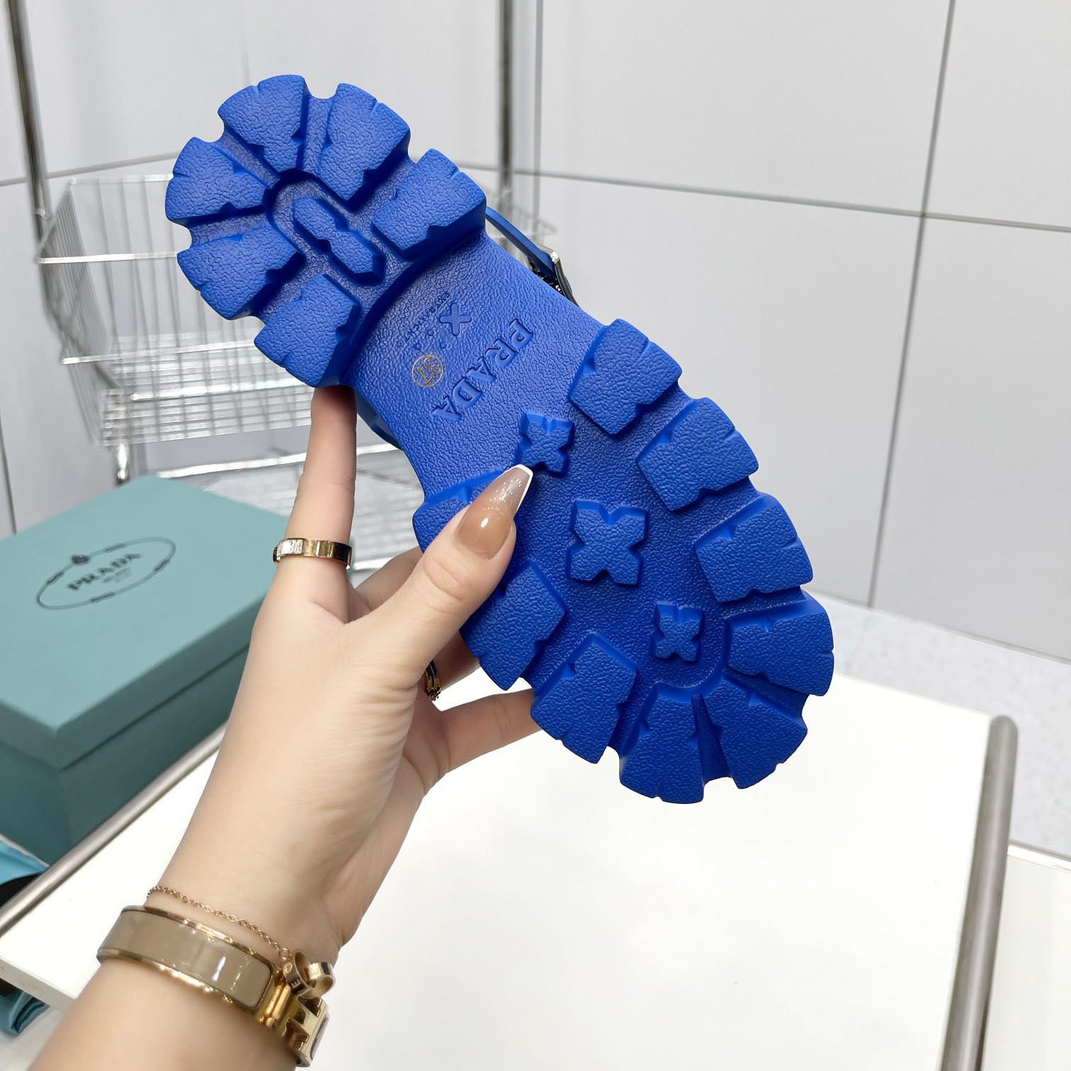 Prada Foam Rubber Sandals In Blue - EUR FASHION