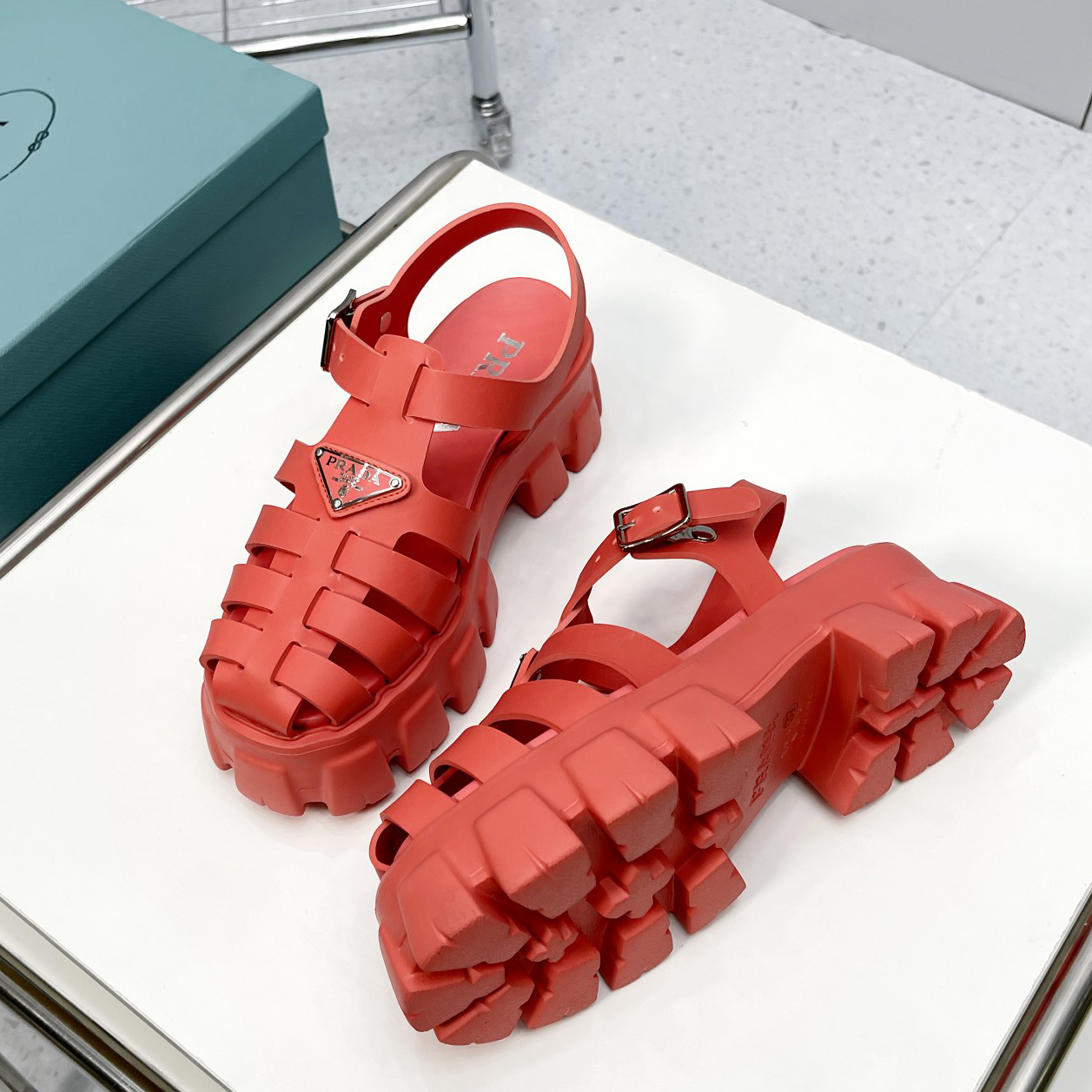 Prada Foam Rubber Sandals In Red - EUR FASHION