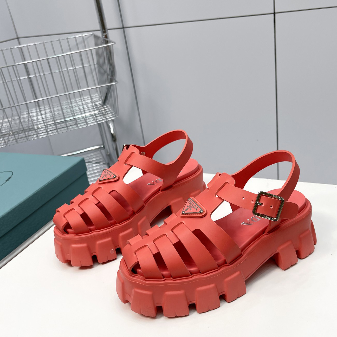 Prada Foam Rubber Sandals In Red - EUR FASHION