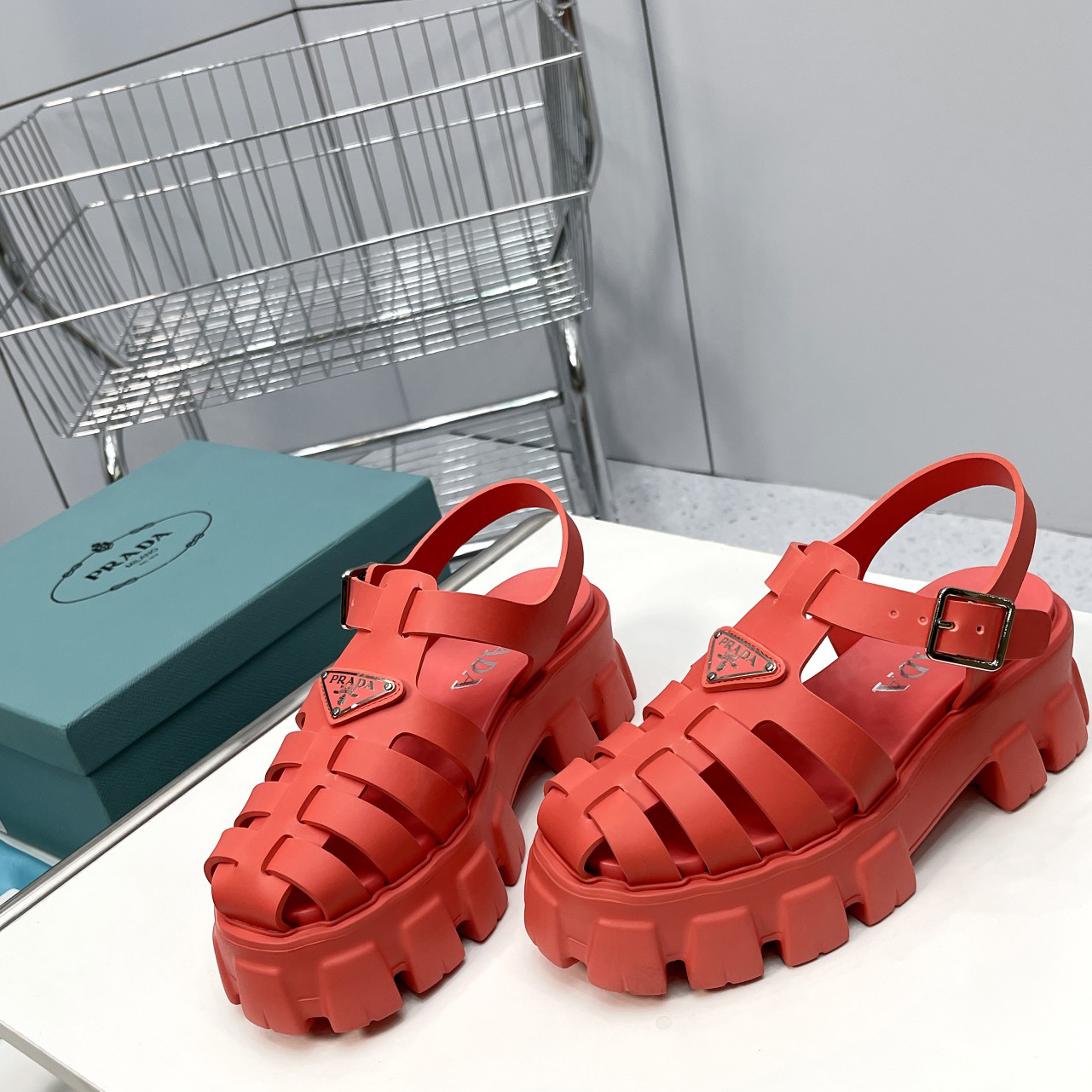 Prada Foam Rubber Sandals In Red - EUR FASHION