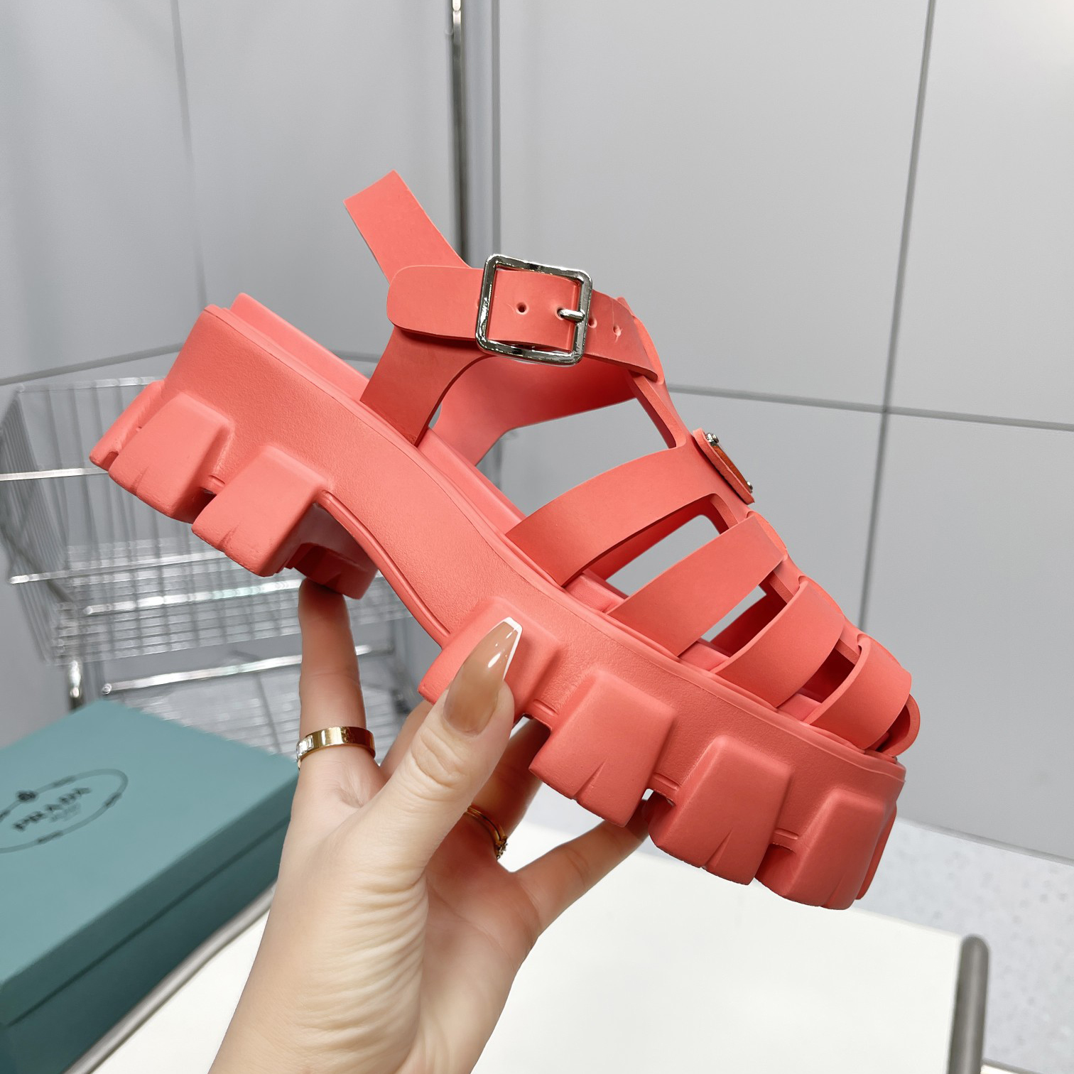 Prada Foam Rubber Sandals In Red - EUR FASHION