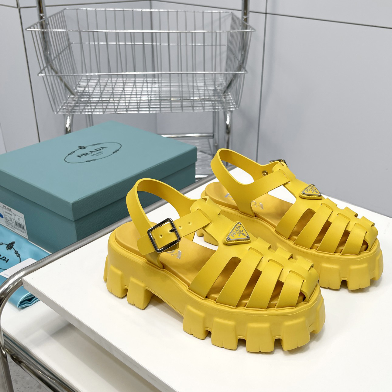 Prada Foam Rubber Sandals In Yellow - EUR FASHION