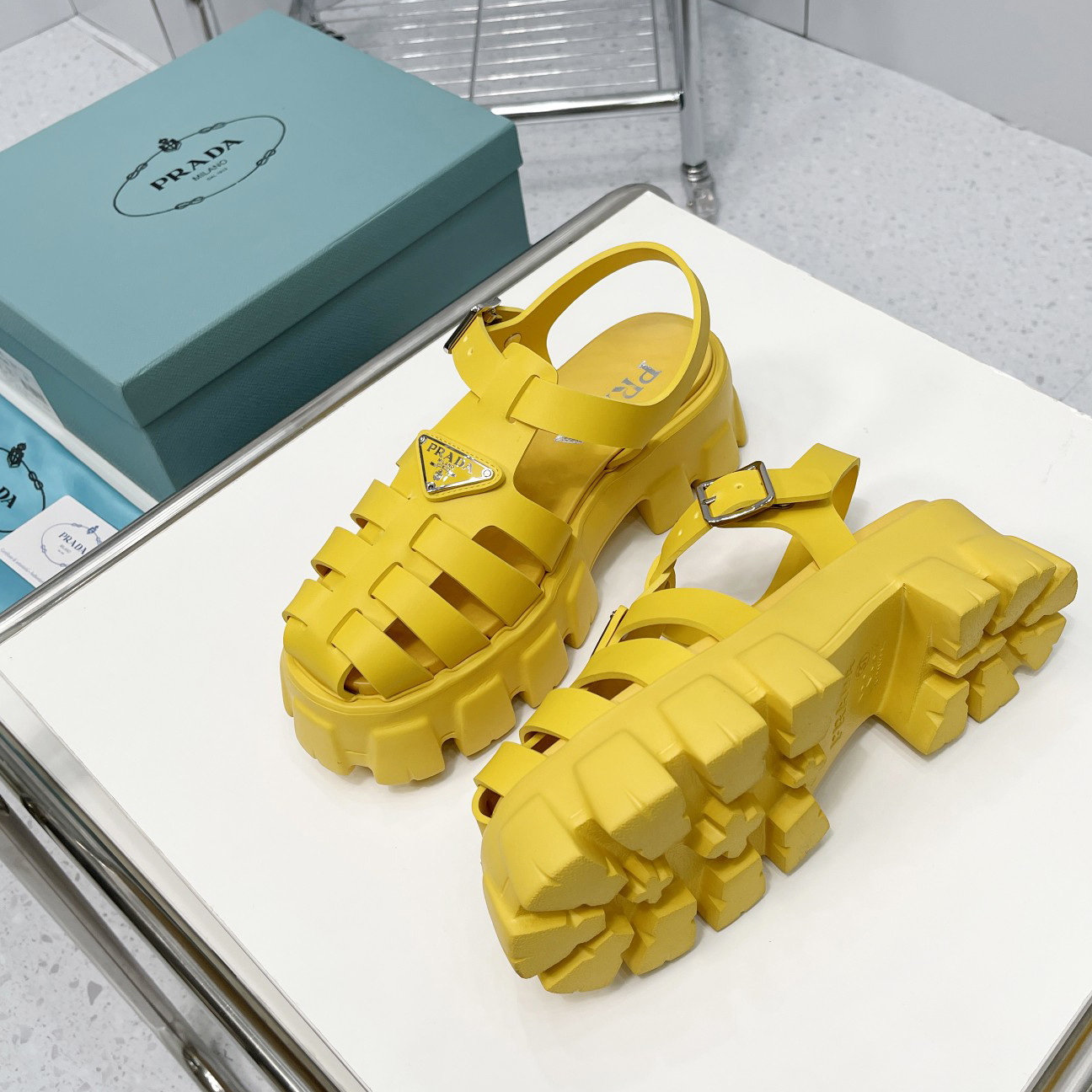 Prada Foam Rubber Sandals In Yellow - EUR FASHION