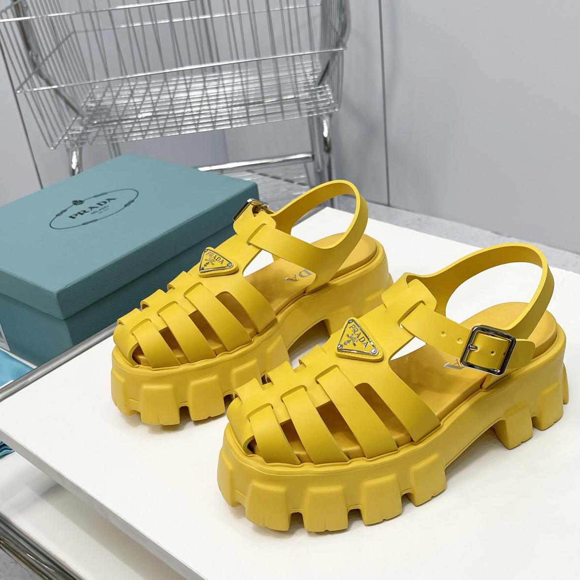 Prada Foam Rubber Sandals In Yellow - EUR FASHION