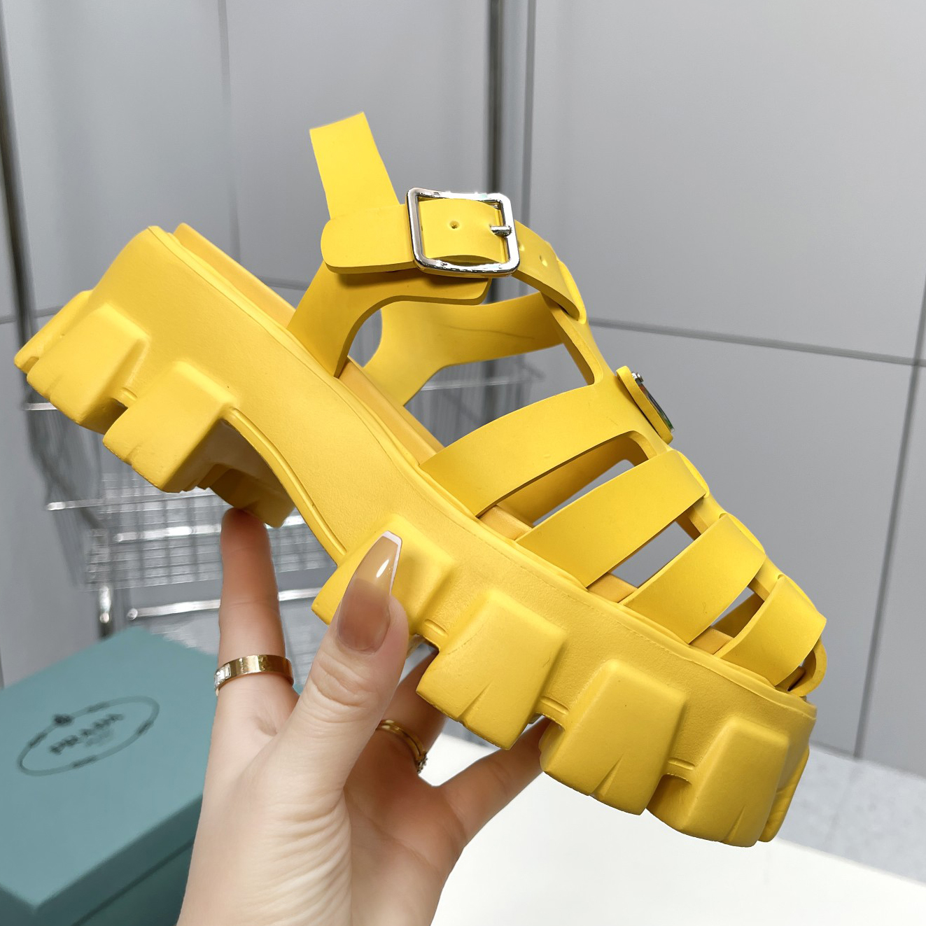 Prada Foam Rubber Sandals In Yellow - EUR FASHION