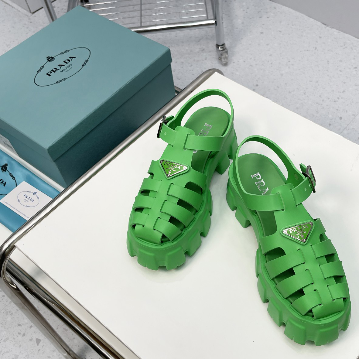 Prada Foam Rubber Sandals In Green - EUR FASHION