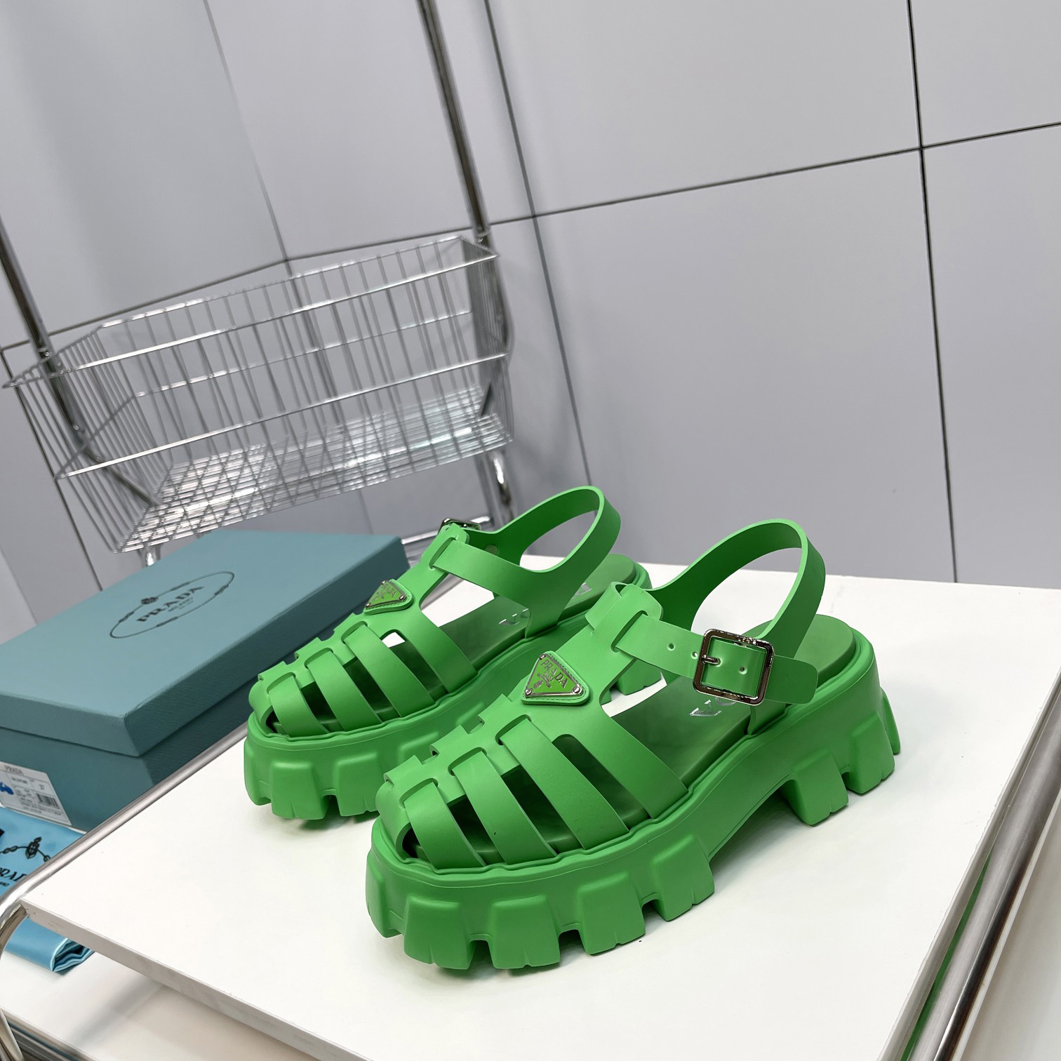 Prada Foam Rubber Sandals In Green - EUR FASHION