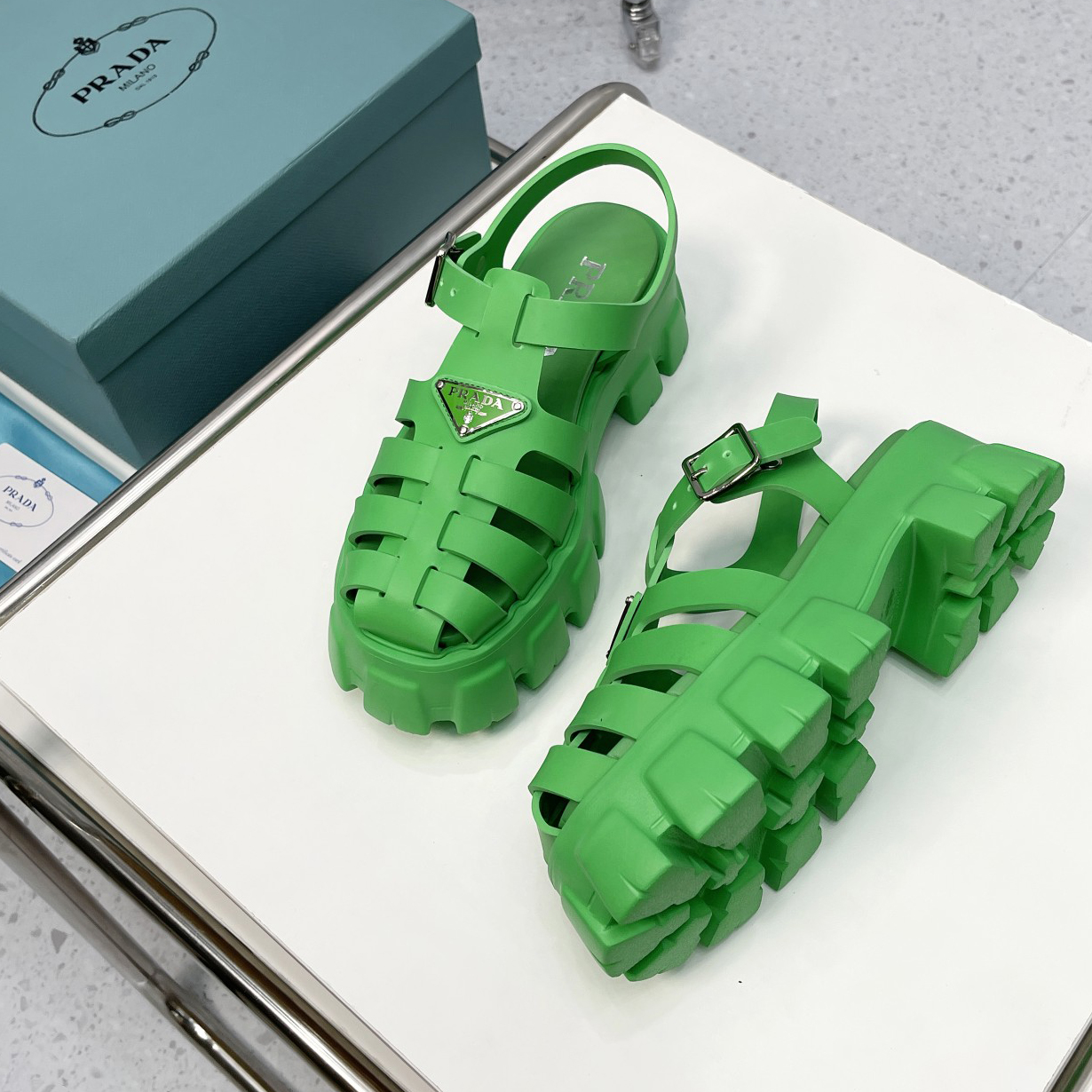 Prada Foam Rubber Sandals In Green - EUR FASHION