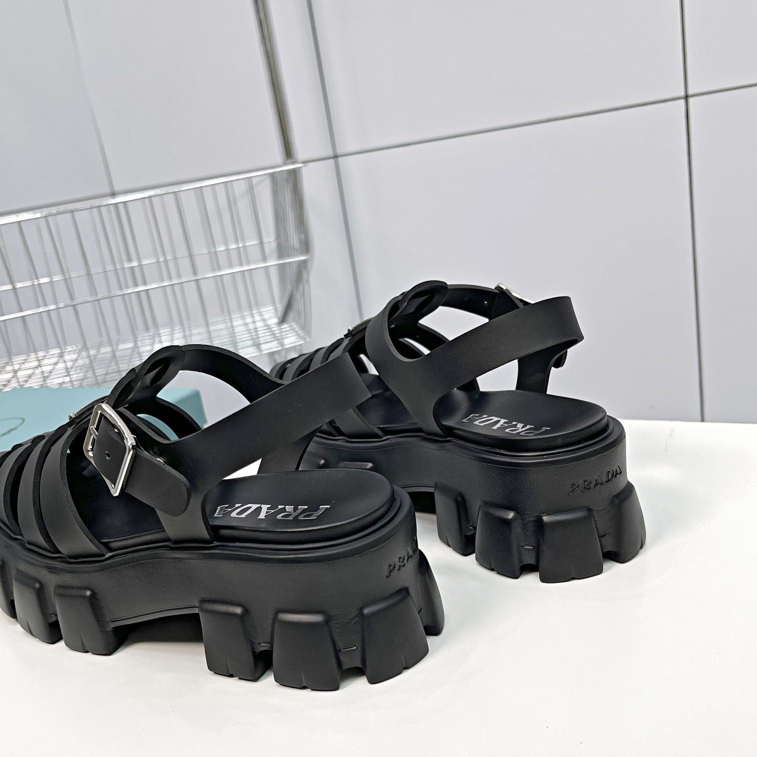 Prada Foam Rubber Sandals In Black - EUR FASHION