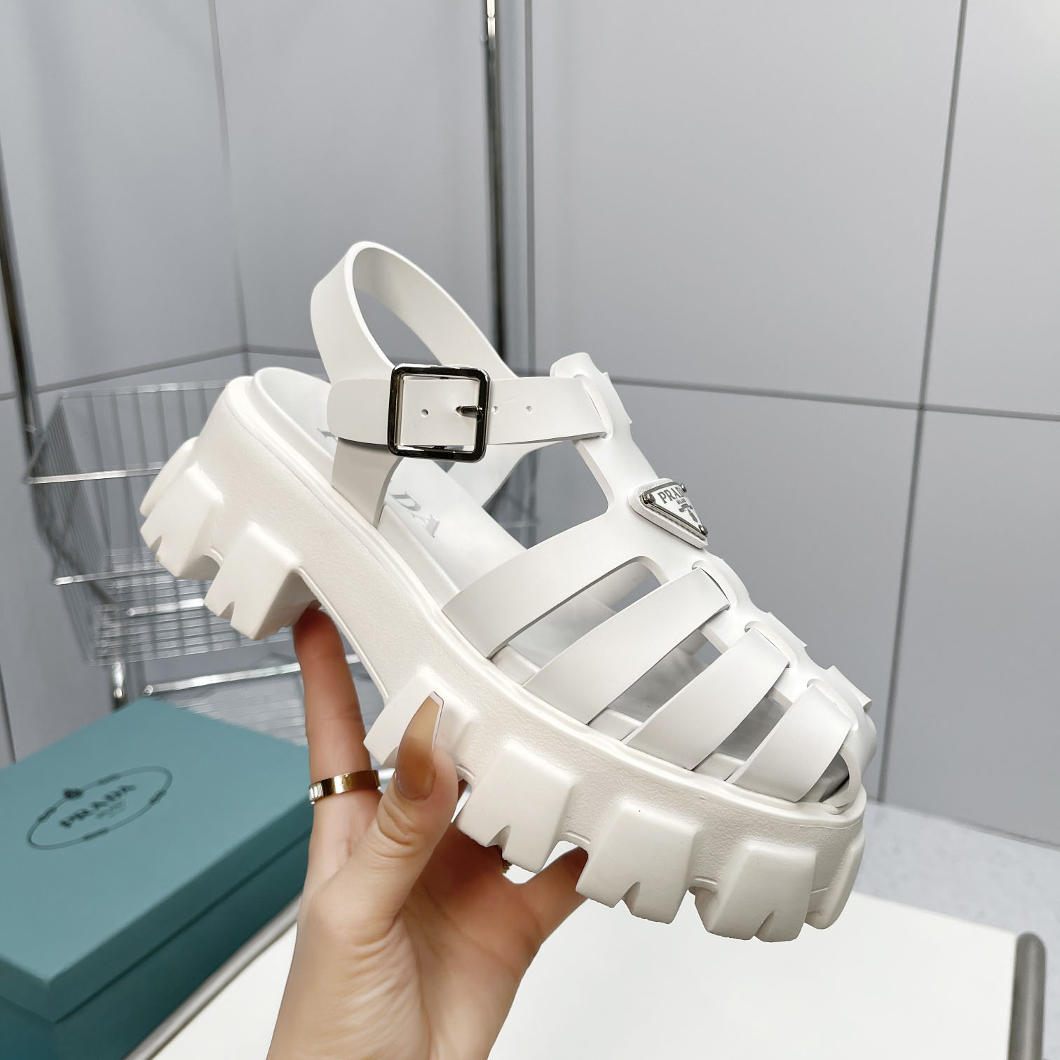 Prada Foam Rubber Sandals In White - EUR FASHION