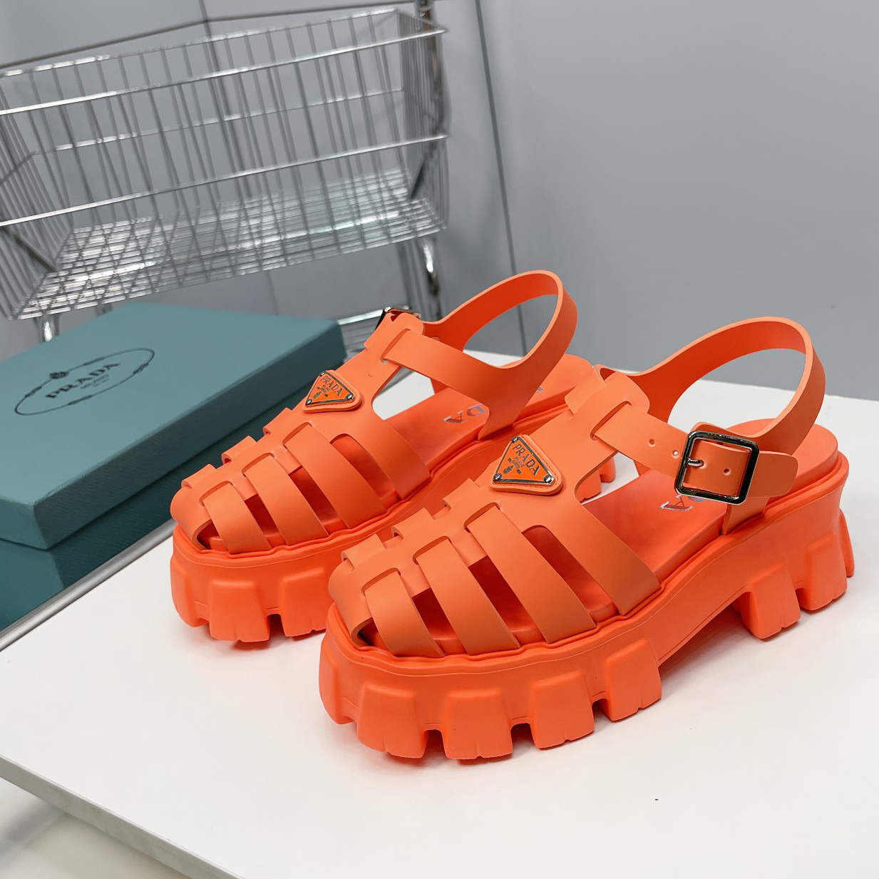 Prada Foam Rubber Sandals In Orange - EUR FASHION