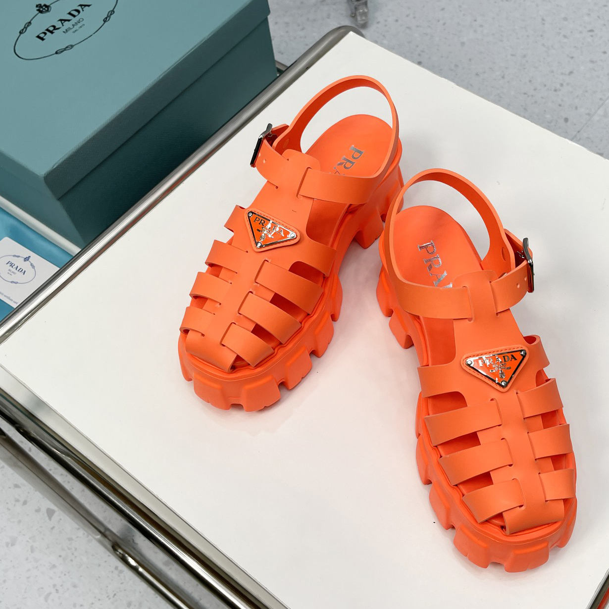 Prada Foam Rubber Sandals In Orange - EUR FASHION