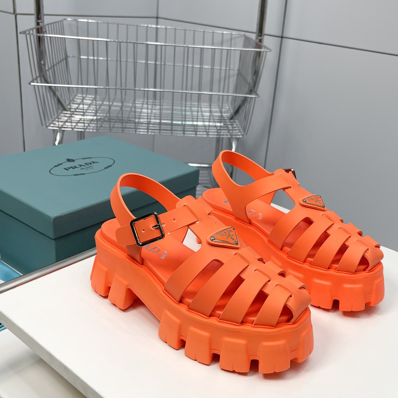 Prada Foam Rubber Sandals In Orange - EUR FASHION