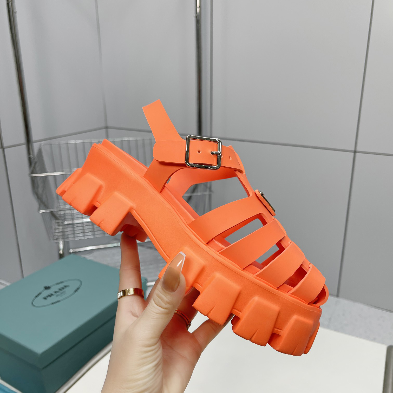 Prada Foam Rubber Sandals In Orange - EUR FASHION