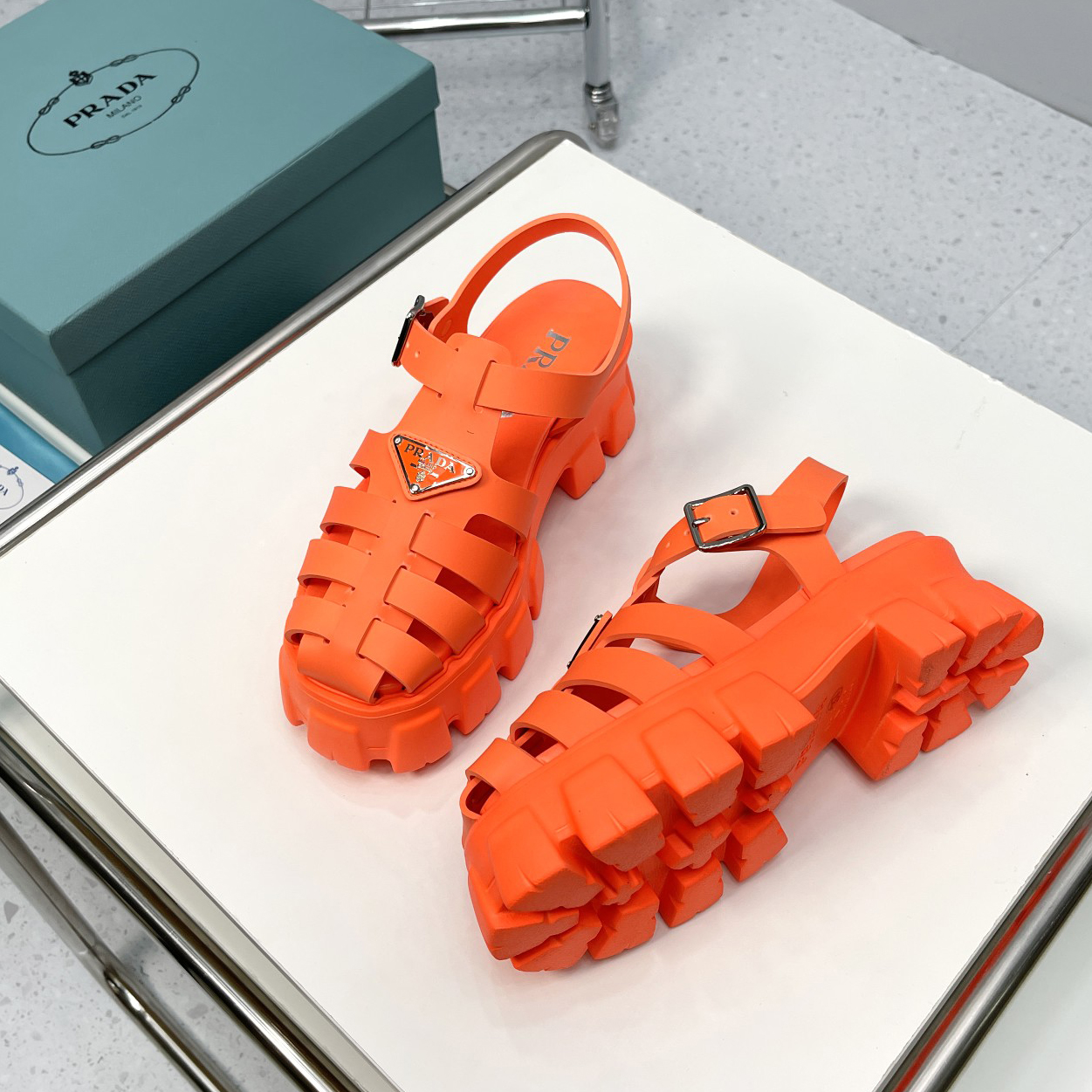 Prada Foam Rubber Sandals In Orange - EUR FASHION