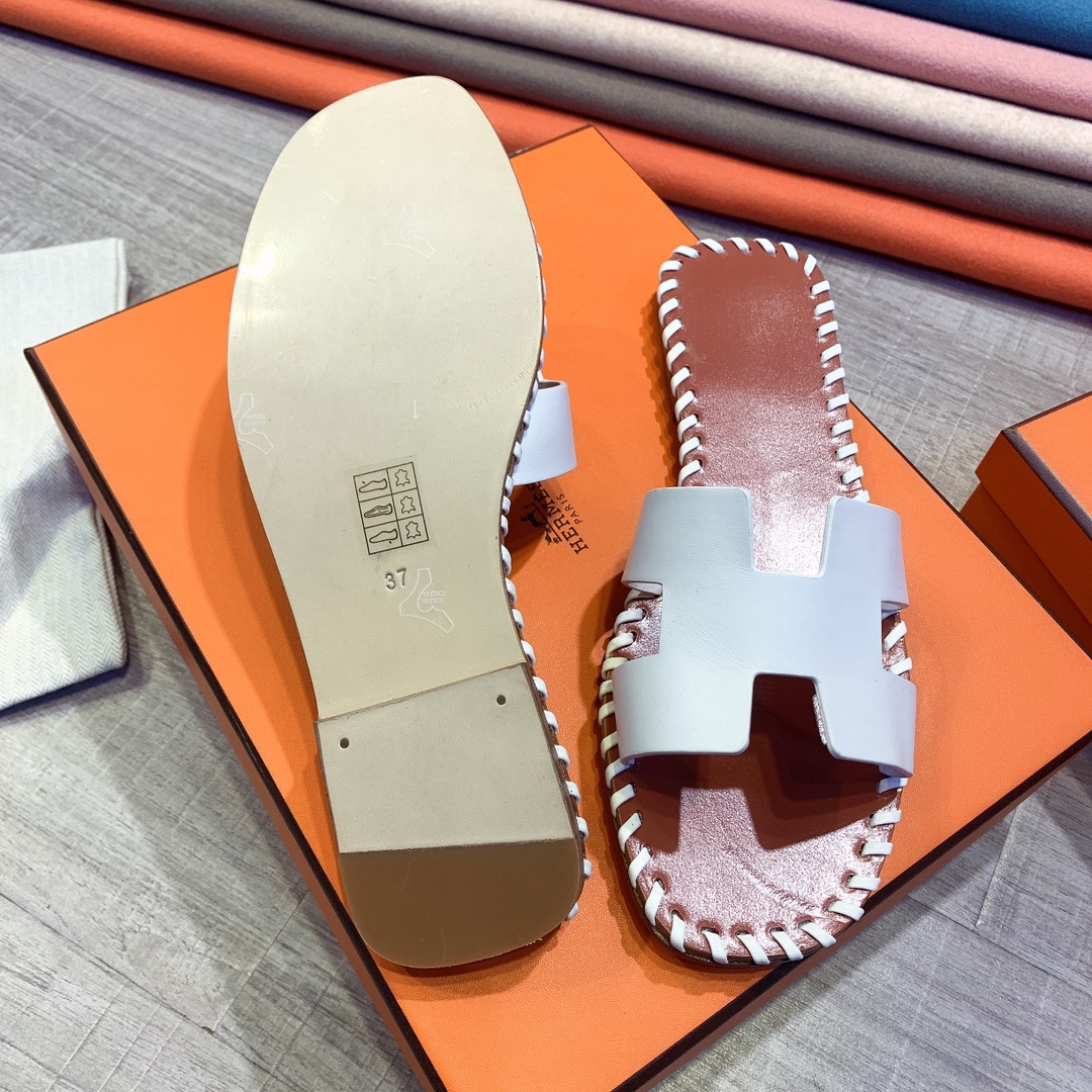 Hermes Leather Oran Sandals - EUR FASHION