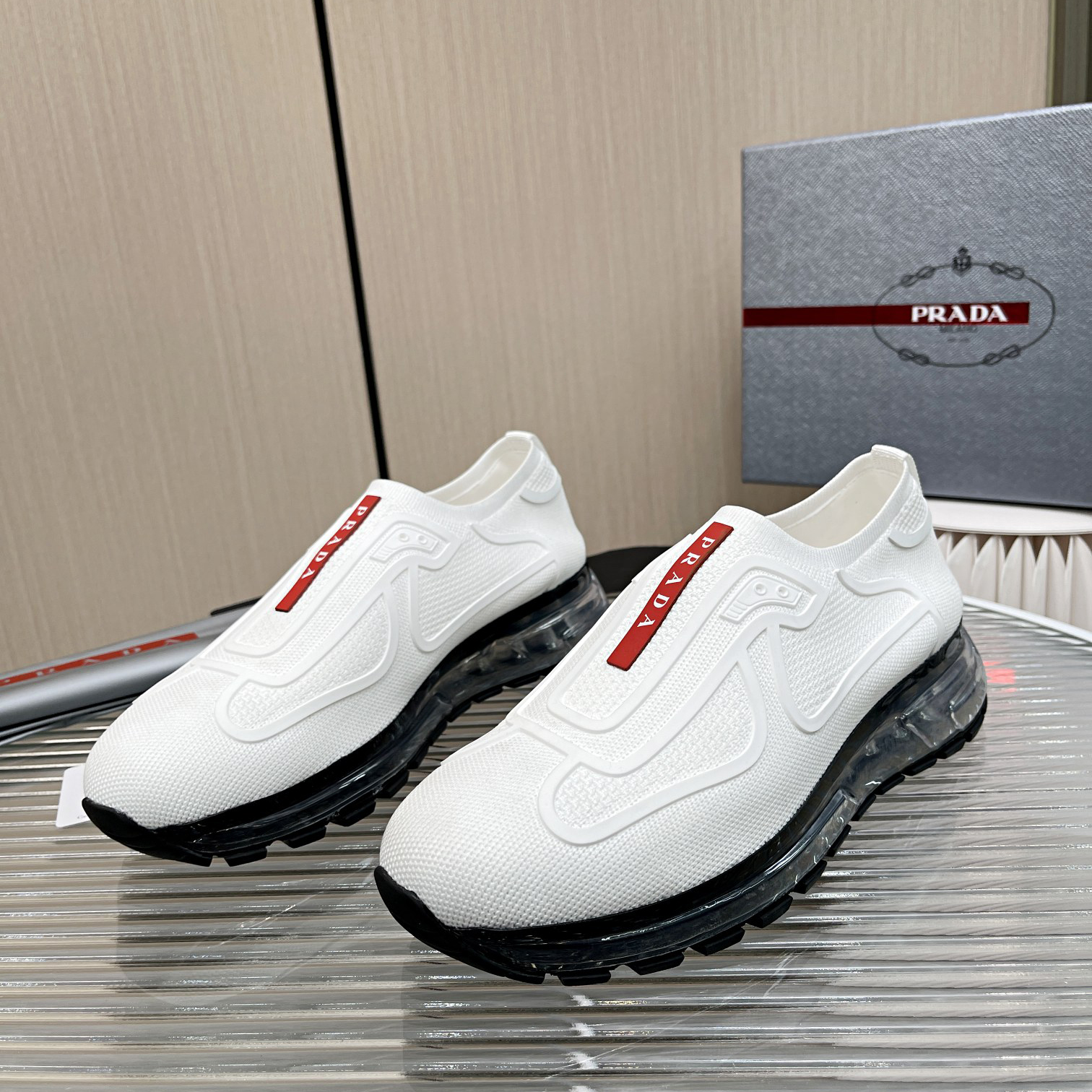 Prada Logo Sneakers In White - EUR FASHION