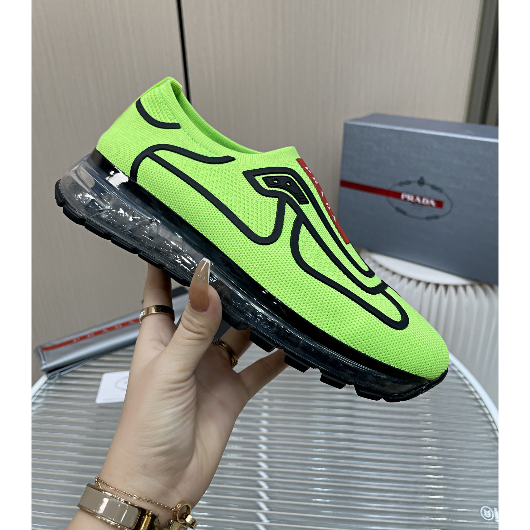 Prada Logo Sneakers In Green - EUR FASHION