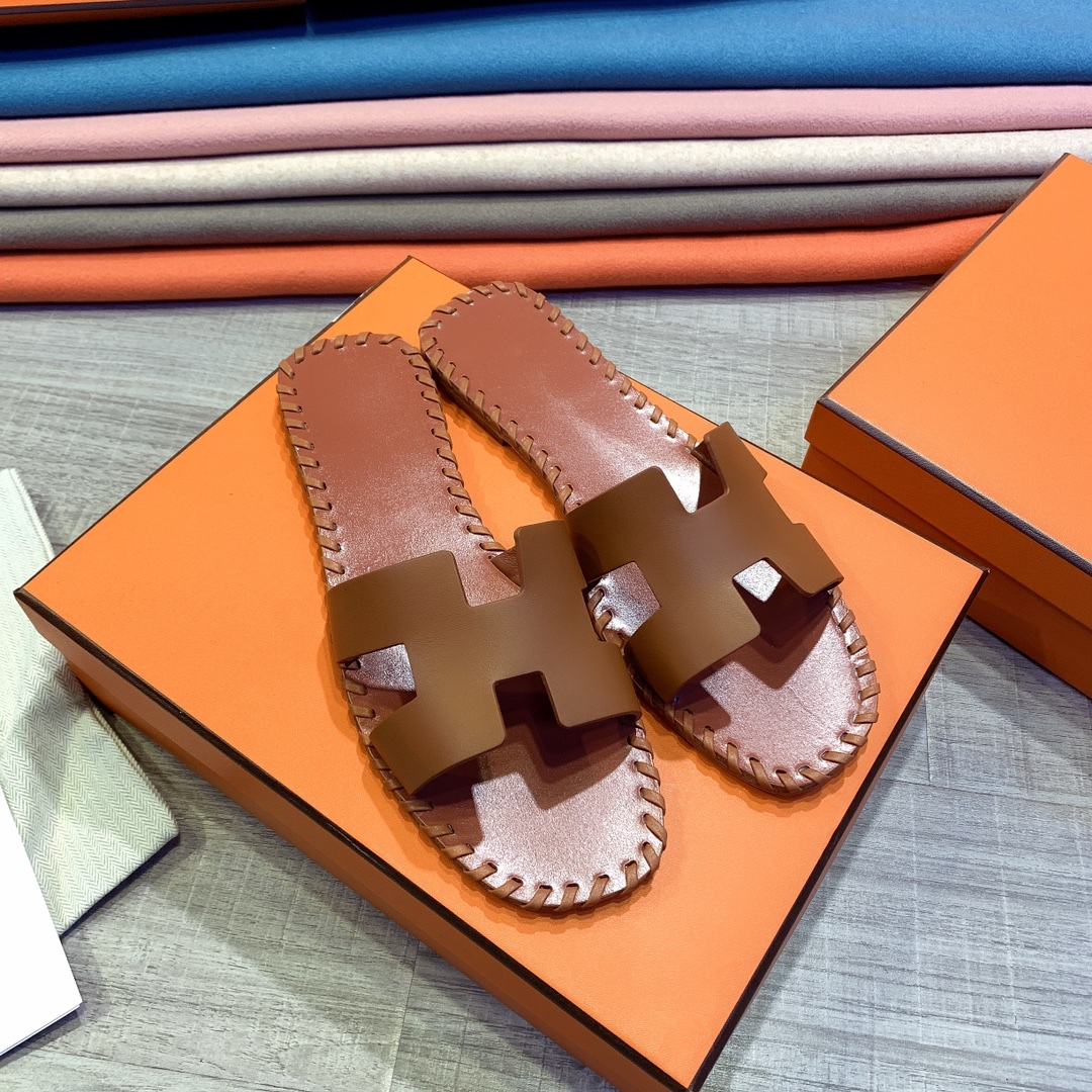 Hermes Leather Oran Sandals - EUR FASHION