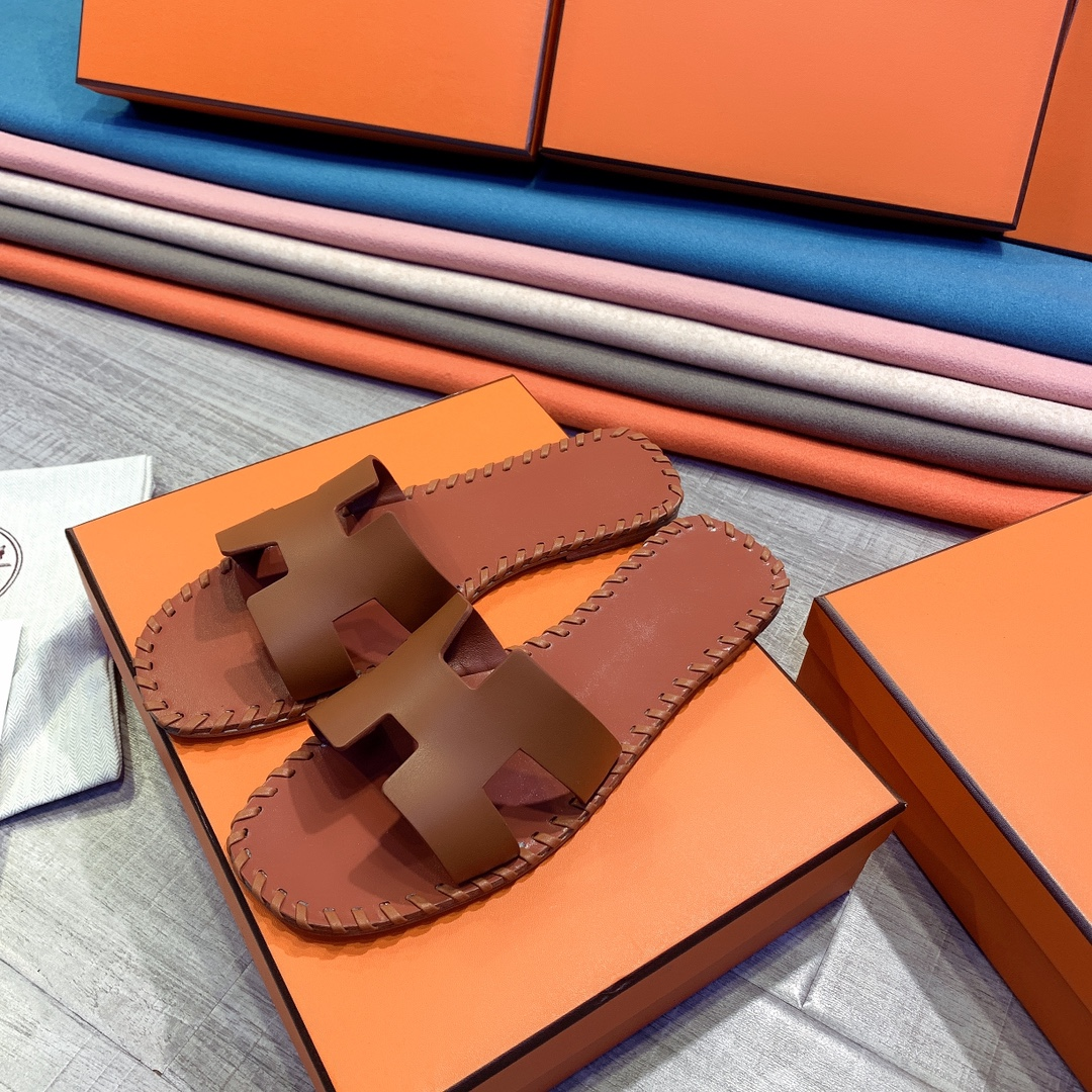 Hermes Leather Oran Sandals - EUR FASHION