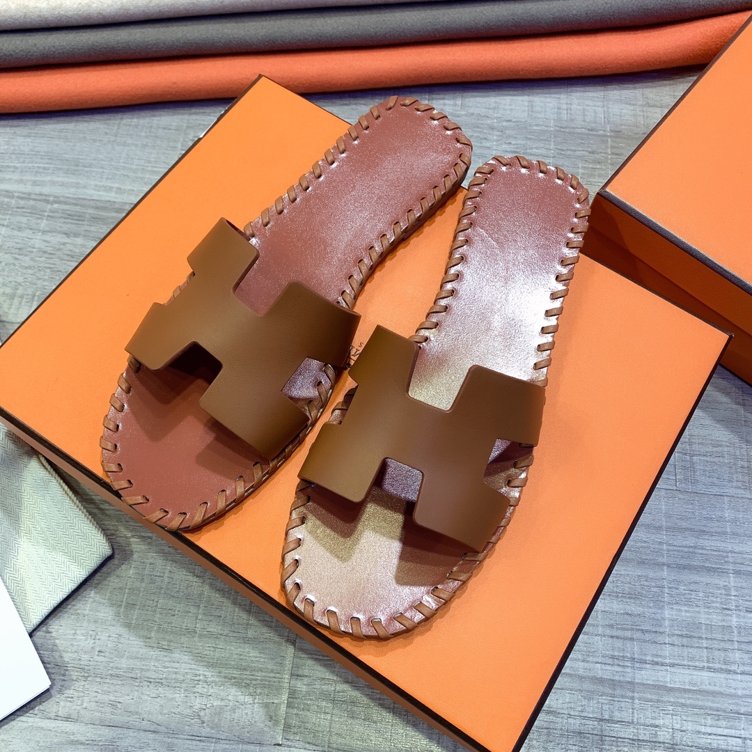 Hermes Leather Oran Sandals - EUR FASHION