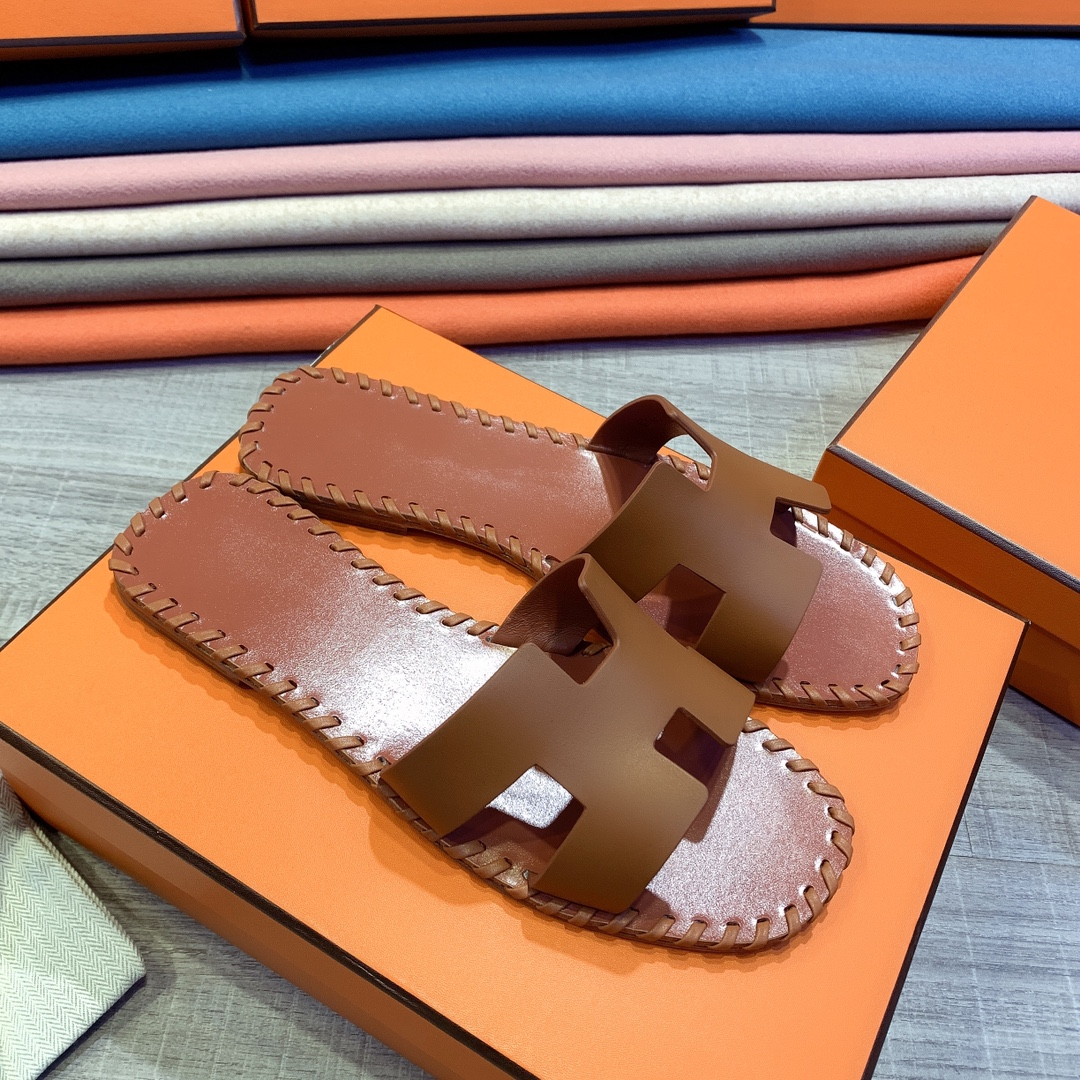 Hermes Leather Oran Sandals - EUR FASHION