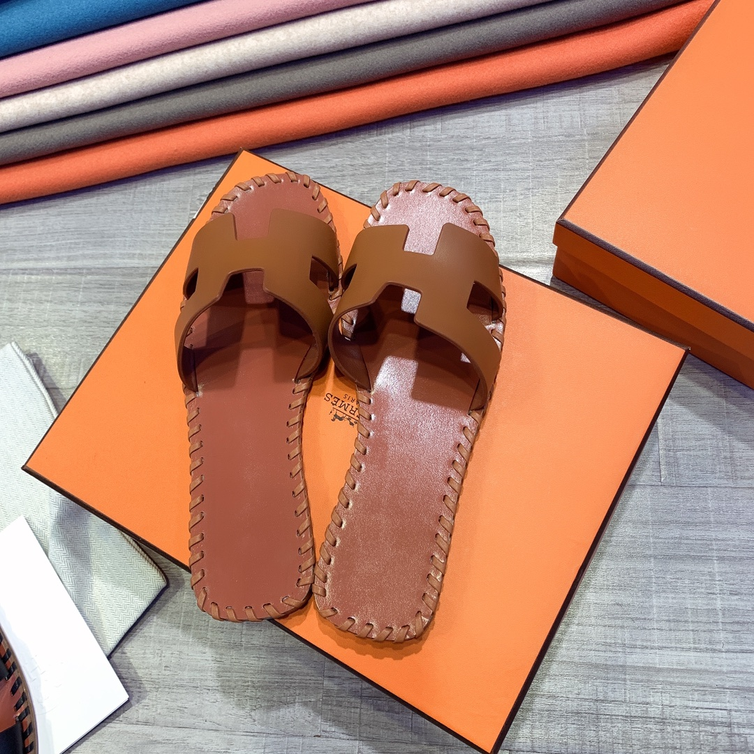 Hermes Leather Oran Sandals - EUR FASHION