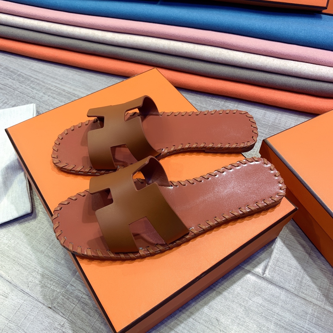 Hermes Leather Oran Sandals - EUR FASHION