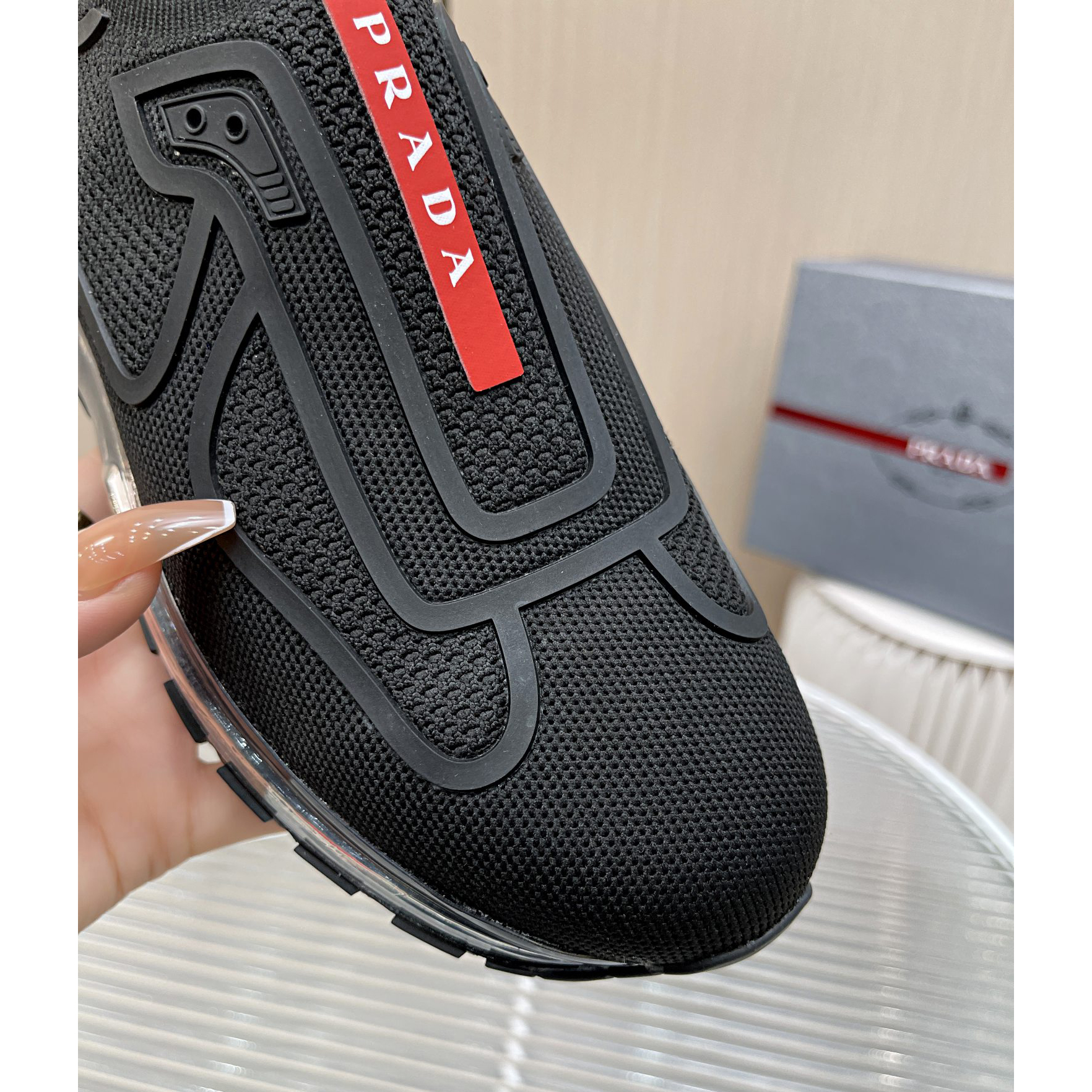 Prada Logo Sneakers In Black - EUR FASHION